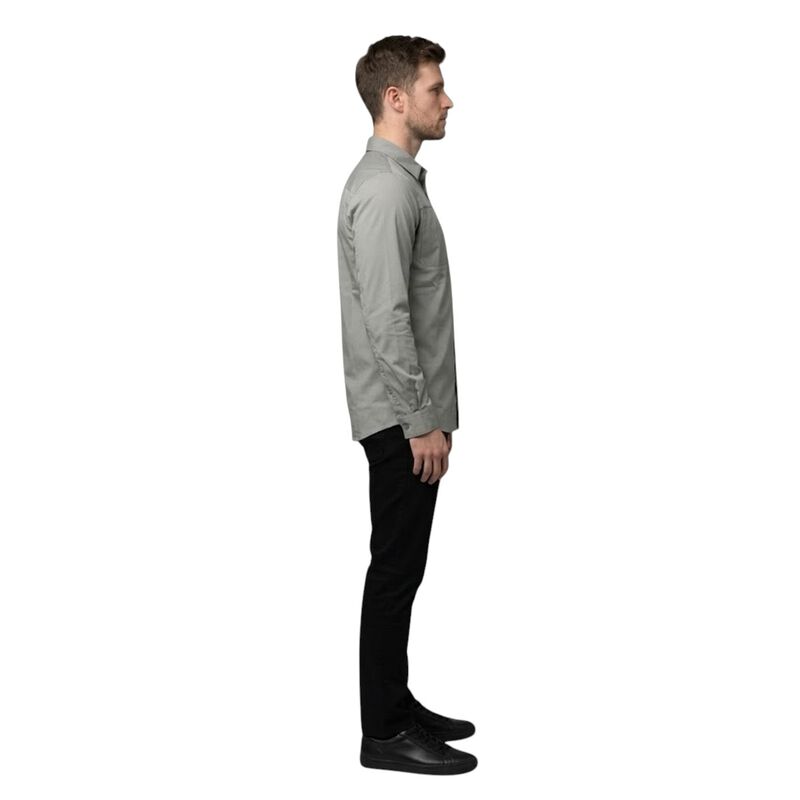 Atlo Camisa Lisa Manga Larga Grey Para Hombre image number null