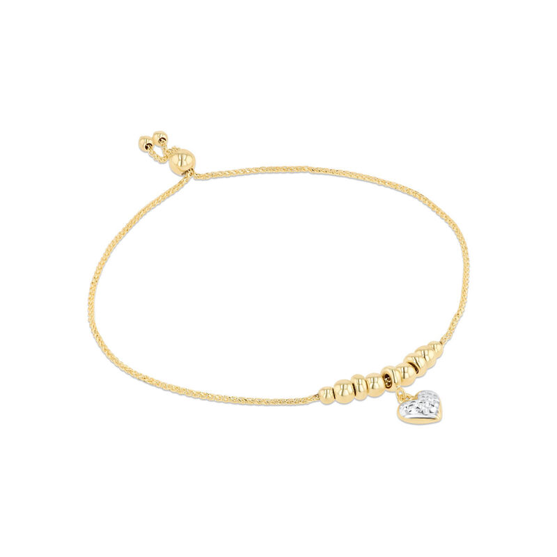 Pulsera De Oro Amarillo Y Blanco 14K Con Coraz&oacute;... image number null