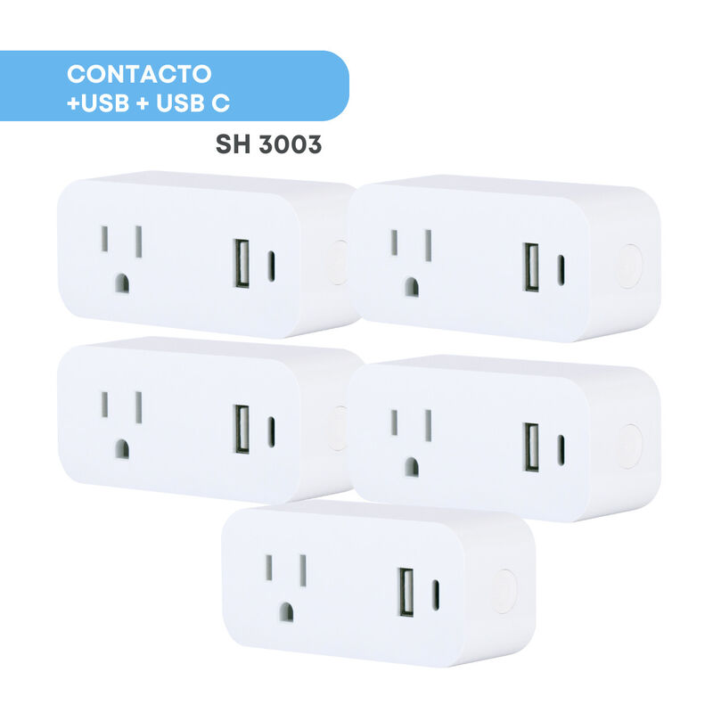 Pack 5 piezas Enchufe Inteligente + Usb C Smart... image number null