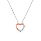 Dije Oro Rosa Con Cadena Oro Blanco 14k Con 2 Pts De Diamante
