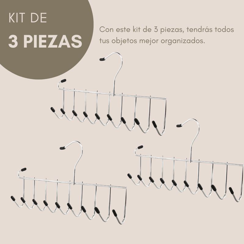 kit De 3 Ganchos Multiusos Acero Inoxidable image number null