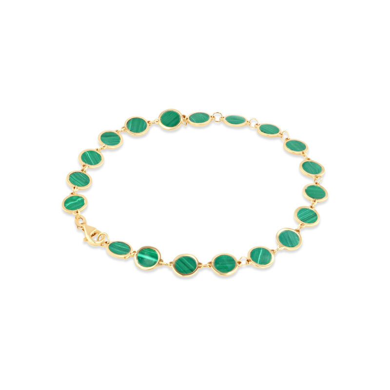 Pulsera Oro Amarillo 14k Con Malaquita (19cm Ap... image number null