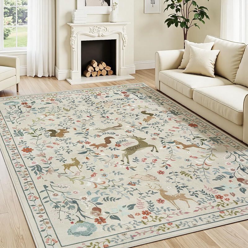 Alfombra De &Aacute;rea Yidanamy 137 cm Boho Floral La... image number null