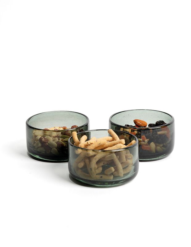 Botanero  Set de 3 Bowls de Vidrio Soplado Humo... image number null