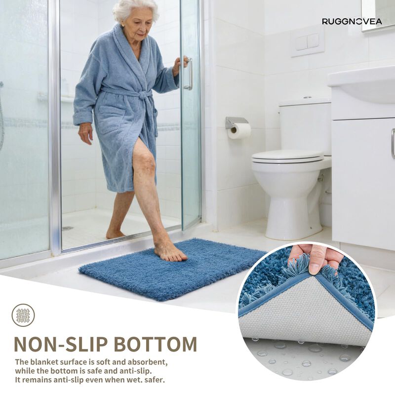 Alfombra De Ba&ntilde;o Ruggnovea 150x61 Cm Azul Micro... image number null