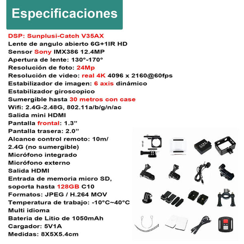 Cámara Digital Deportiva V36 Doble Pantalla 4k ... image number null
