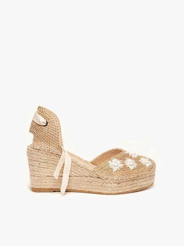 Alpargata Romero Cu&ntilde;a Media Plataforma Rafia Fl... image number null