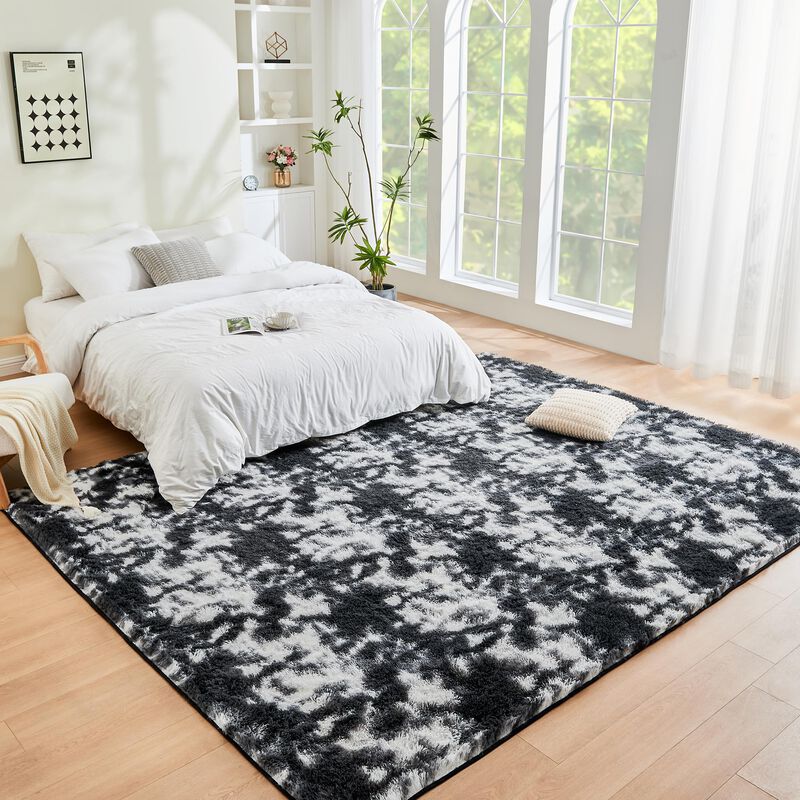 Alfombra Litanika 122x183 Cm Tie-dye Negro Y Bl... image number null