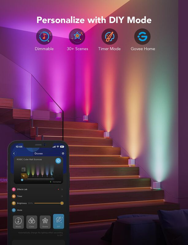 L&aacute;mparas De Pared Govee Cube Rgbic Led Que Func... image number null