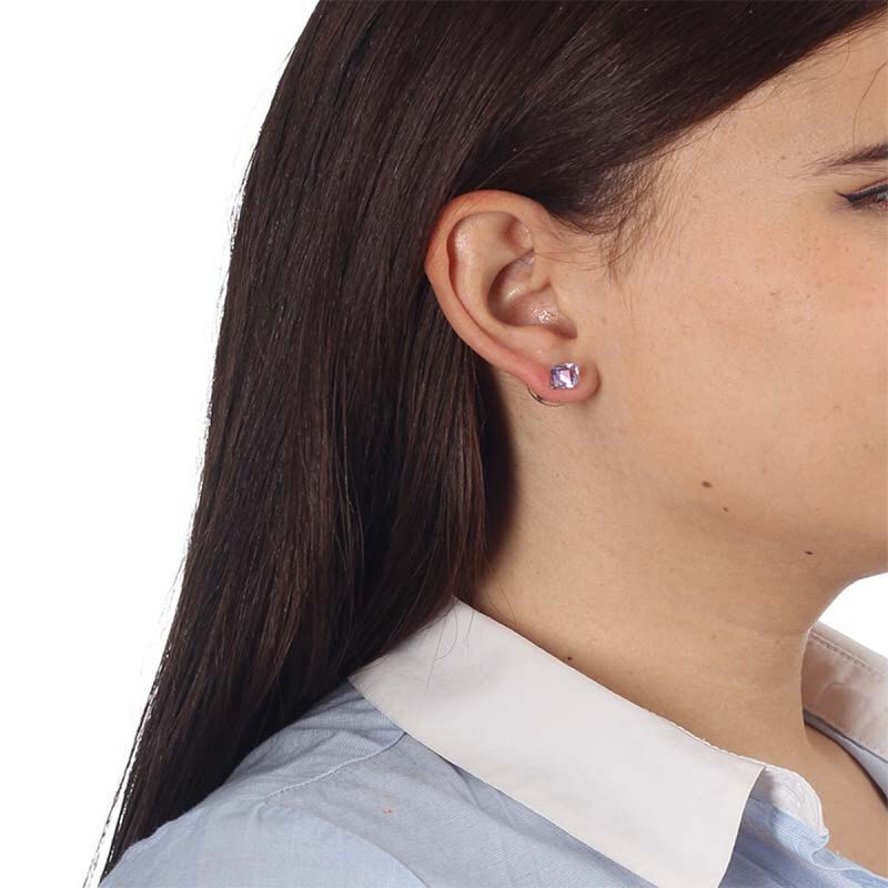 Aretes en Baño de Oro Blanco de 18K con Cubo de... image number null