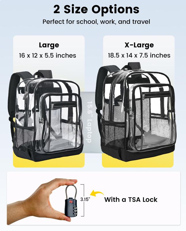 Mochila Transparente Vorspack 46 cm Con Candado... image number null
