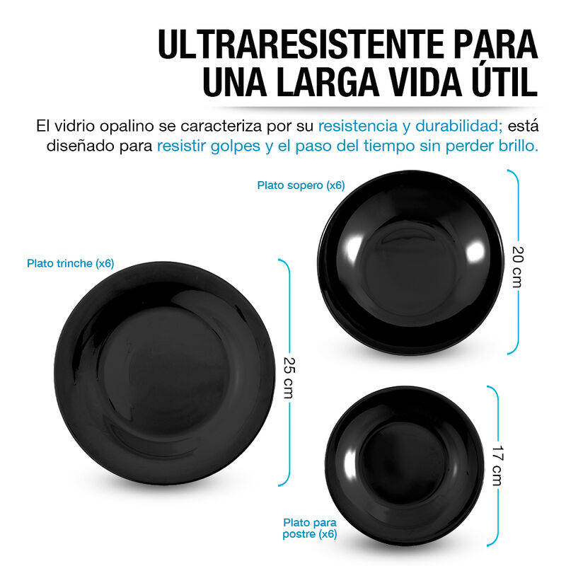 Vajilla de Opal 6 Personas 18 Piezas Platos Ult... image number null