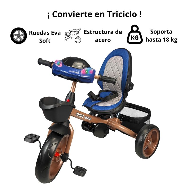 Triciclo 2en1 Carreola Bast&oacute;n Direccional Ajust... image number null
