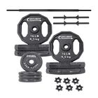 Kit de Pesas 70lbs Discos Barra Recta Par de Mancuernas Polietileno Negro Centurfit