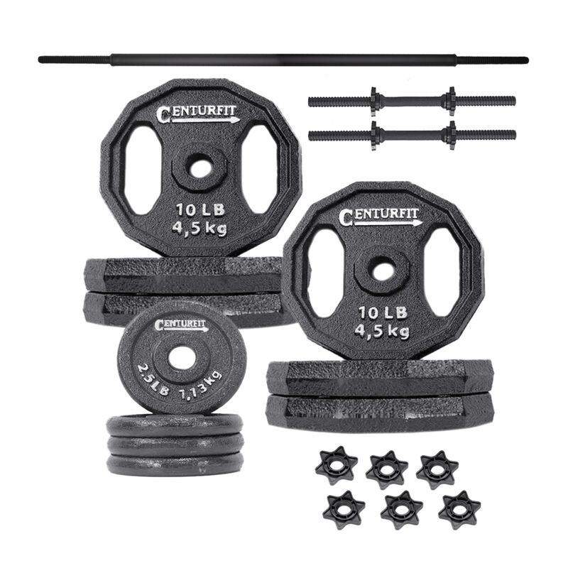 Kit de Pesas 70lbs Discos Barra Recta Par de Ma... image number null