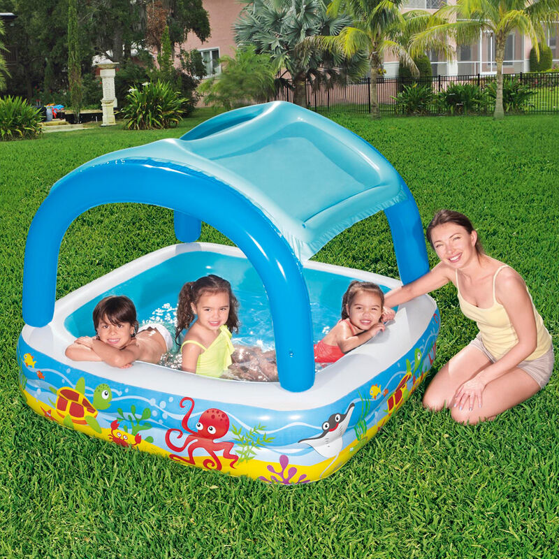 Alberca Inflable Cuadrada con Techo 2 Anillos D... image number null