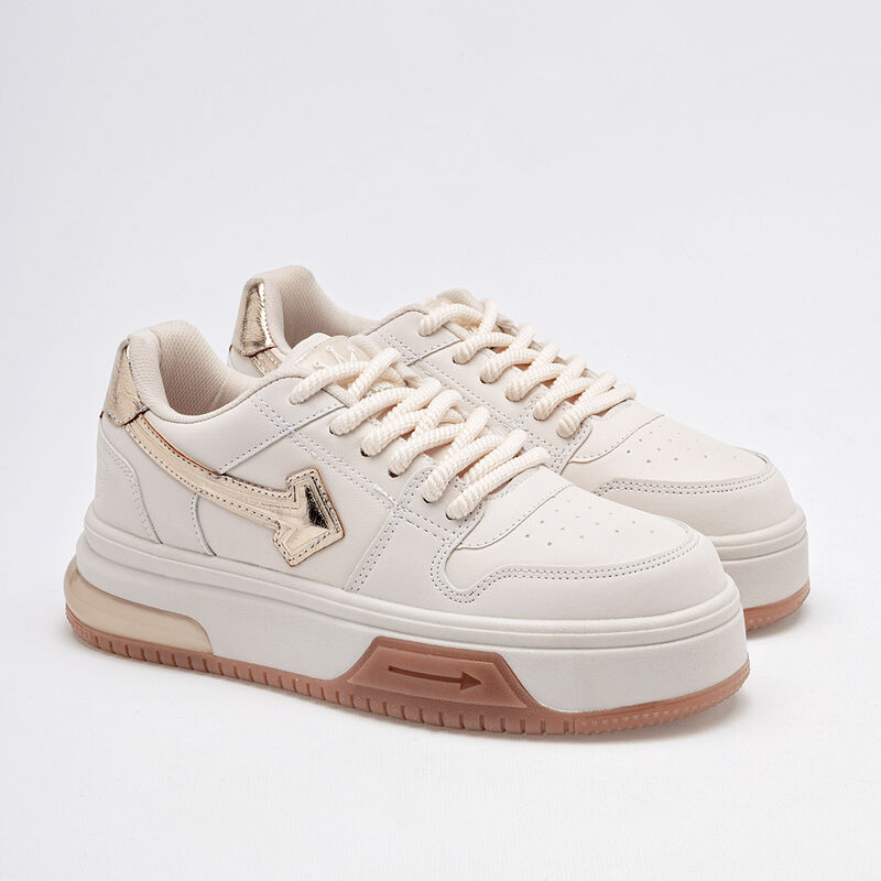 Clasben Tenis urbano para mujer blanco dorado image number null