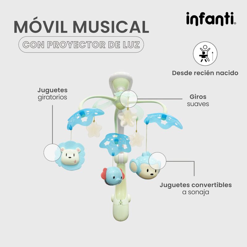 M&oacute;vil De Cuna Musical Con Proyector De Luz image number null