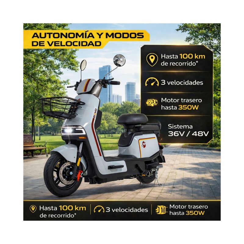 Bicicleta Electrica 3 Velocidades 100km/h 350w ... image number null