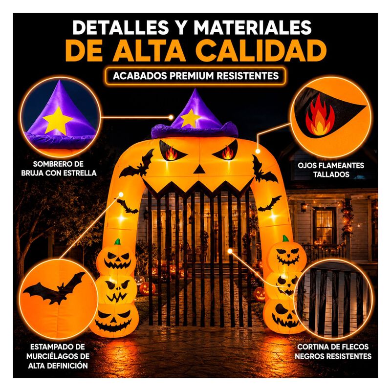 Inflable Halloween Arco Calabaza Bruja Gigante ... image number null