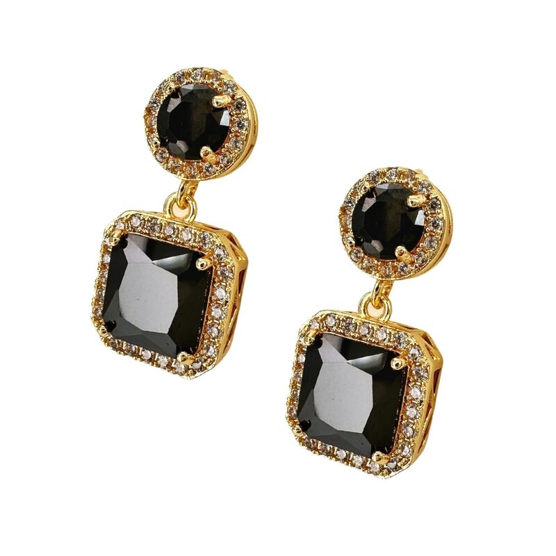 Aretes Princesa negros Chapa de oro 18k Zvezda image number null