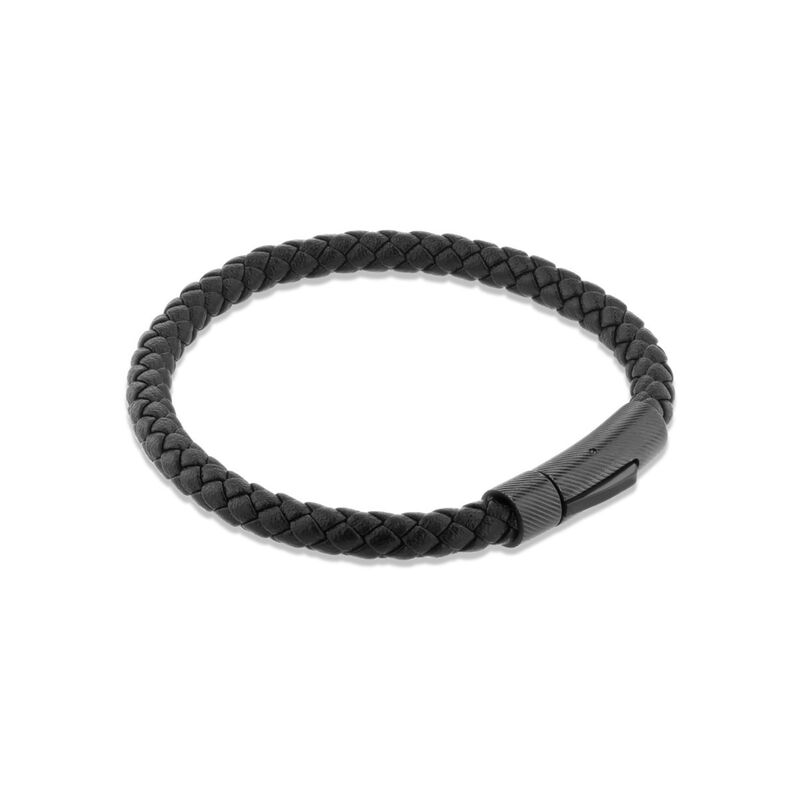 Pulsera De Acero Y Piel En Color Negro Para Cab... image number null