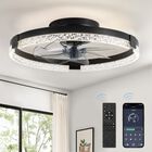 Ventilador De Techo Lediary De Montaje Empotrado Con Luces De 50 Cm Y Mando A Distancia, Color Negro