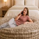 Puff Sill&oacute;n Bunny Caf&eacute;, Gigante Tapizado tipo Peluche