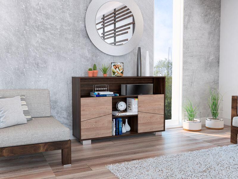 Mesa Auxiliar Recibidor Orus Caoba y Miel Virtu... image number null