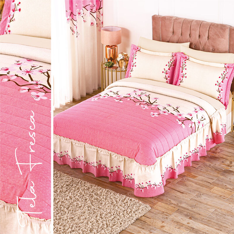 COLCHA C/F FLOR DE CEREZO KS image number null