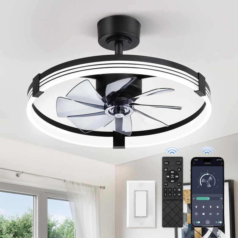 Ventilador De Techo Zmishibo 58 cm, Negro, Con ... image number null