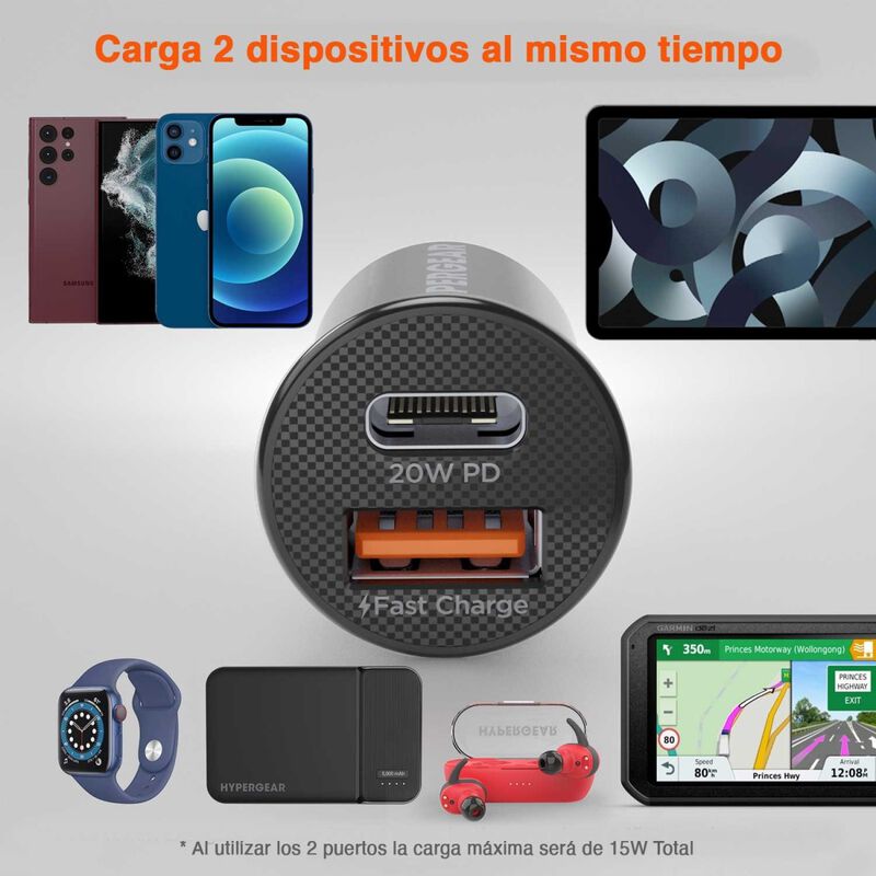 Cargador De Auto Hypergear Plug In 20w Pd Dual ... image number null