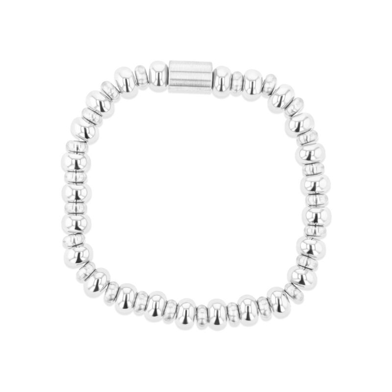 Pulsera De Cuentas De Acero Color Plata Caballe... image number null