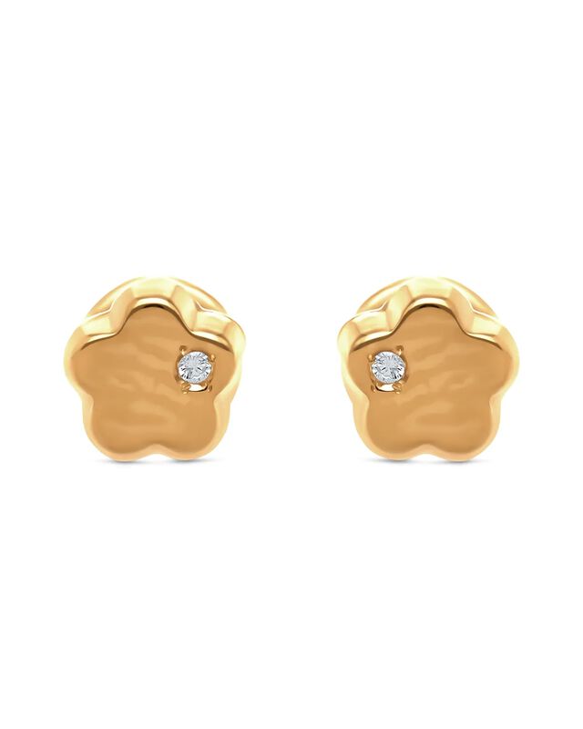 Broqueles De Flor En Oro Amarillo 14k Con 1pt D... image number null