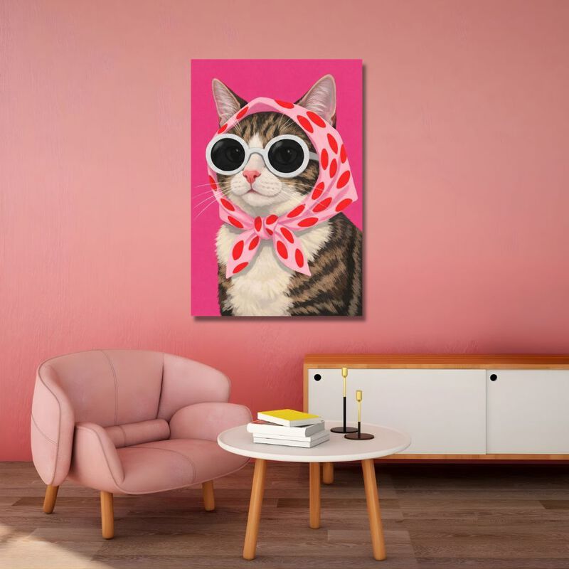 Cuadro Decorativo Impreso 90x122cm Gato Moderno image number null