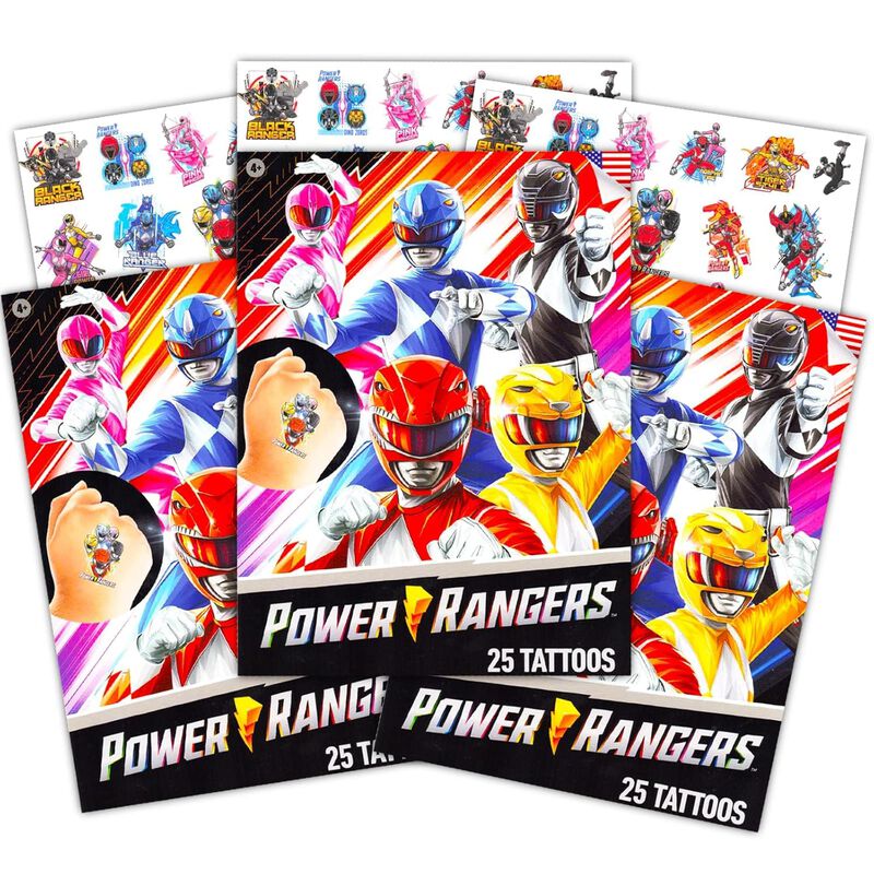 Paquete De 75 Tatuajes Temporales Power Rangers image number null