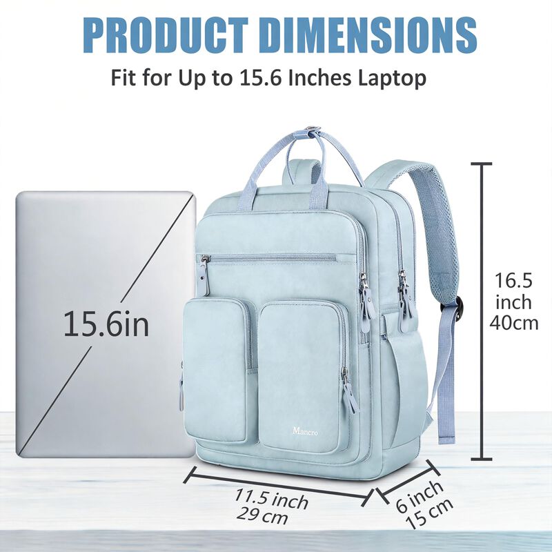 Mochila Mancro 41x29x15 cm Azul Claro con Funda... image number null