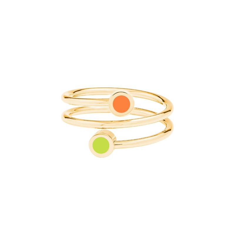 ANILLO DOBLE NEW WAVE CON CHARMS NARANJA Y VERD... image number null