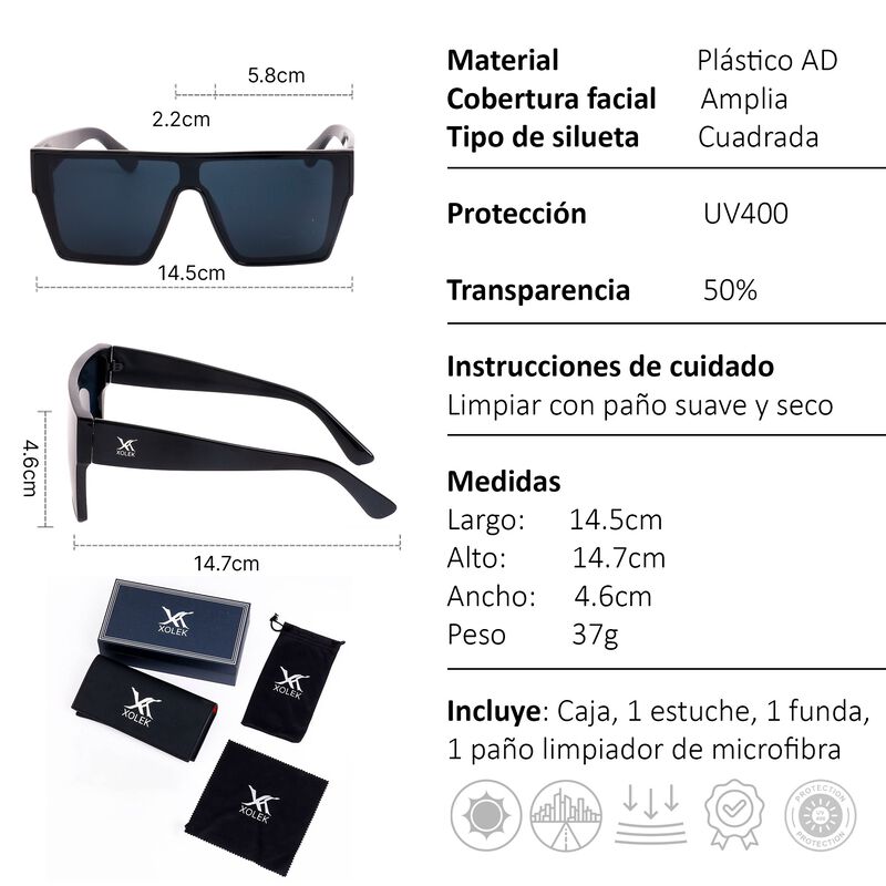 Lentes De Sol Xolek 156 Retro Cuadrado Uv400 Ho... image number null
