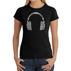 Camiseta Word Art Para Mujer - 63 Diferentes G&eacute;neros Musicales- Negro
