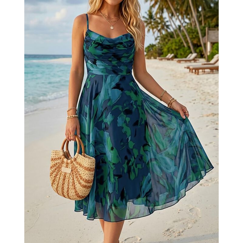 Vestido Chicme Floral Midi Verde Talla M image number null