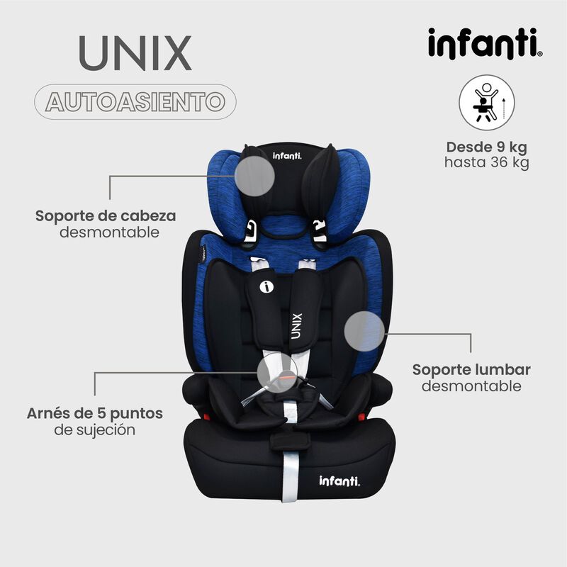 Autoasiento Unix Convertible Azul image number null