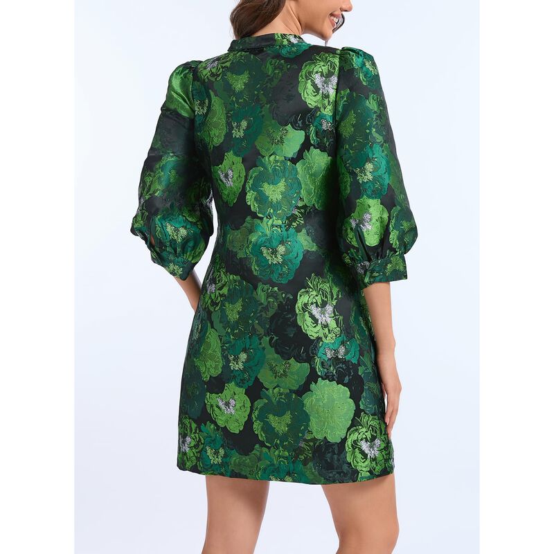 Vestido Mini Shift Floral Verde Ladyful image number null