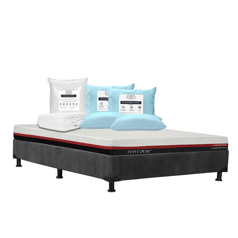 Colch&oacute;n Queen Size Roll + Box + 2 Almohadas Tri... image number null
