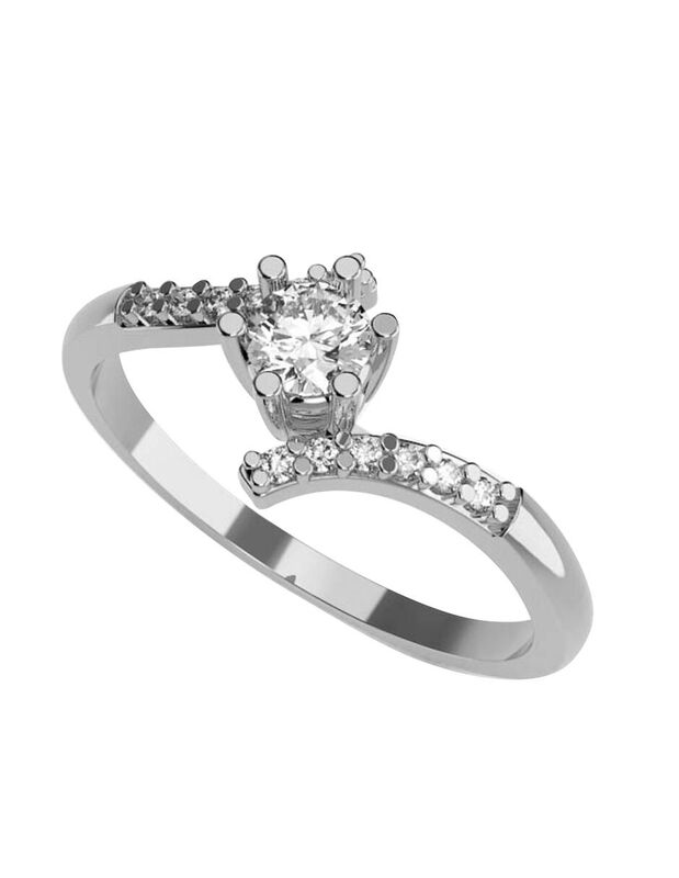 Anillo de Compromiso en Oro Blanco 14K con Circ... image number null