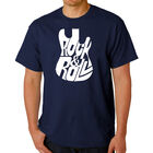 Camiseta Word Art Para Hombre - Guitarra Rock & Roll - Azul Marino