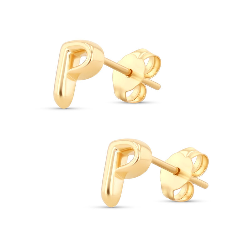 Aretes De Oro Amarillo De 10K (Letra P) image number null