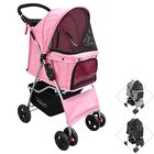 Carriola para Mascotas Cochecito para Perros y Gatos Pequeños -Medianos Plegable Cesta de Almacenamiento Ruedas con Freno -Rosa