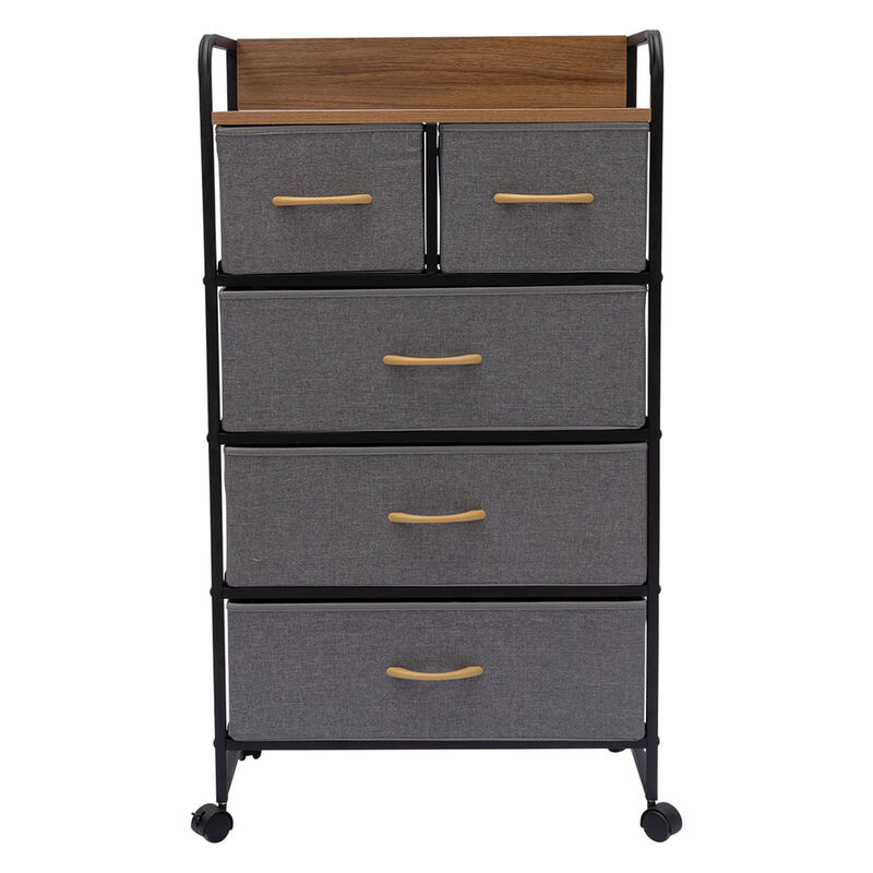 Cajonera Vertical Gris con 5 Cajones y Ruedas image number null