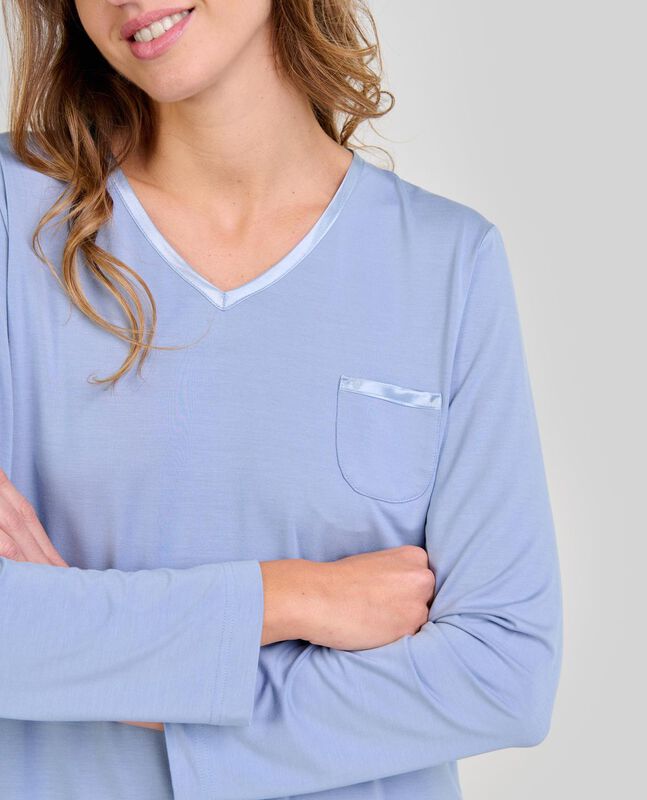 Pijama de Modal con Raso Acero image number null